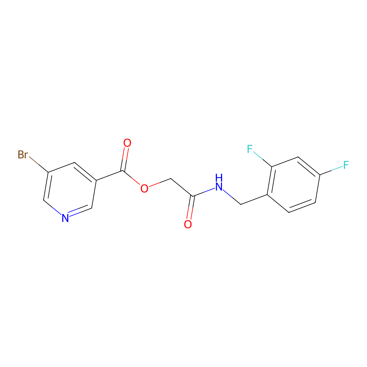 2-[(2,4-Difluorobenzyl)amino]-2-oxoethyl 5-bromopyridine-3-carboxylate molecular structure, CAS 1291844-08-0
