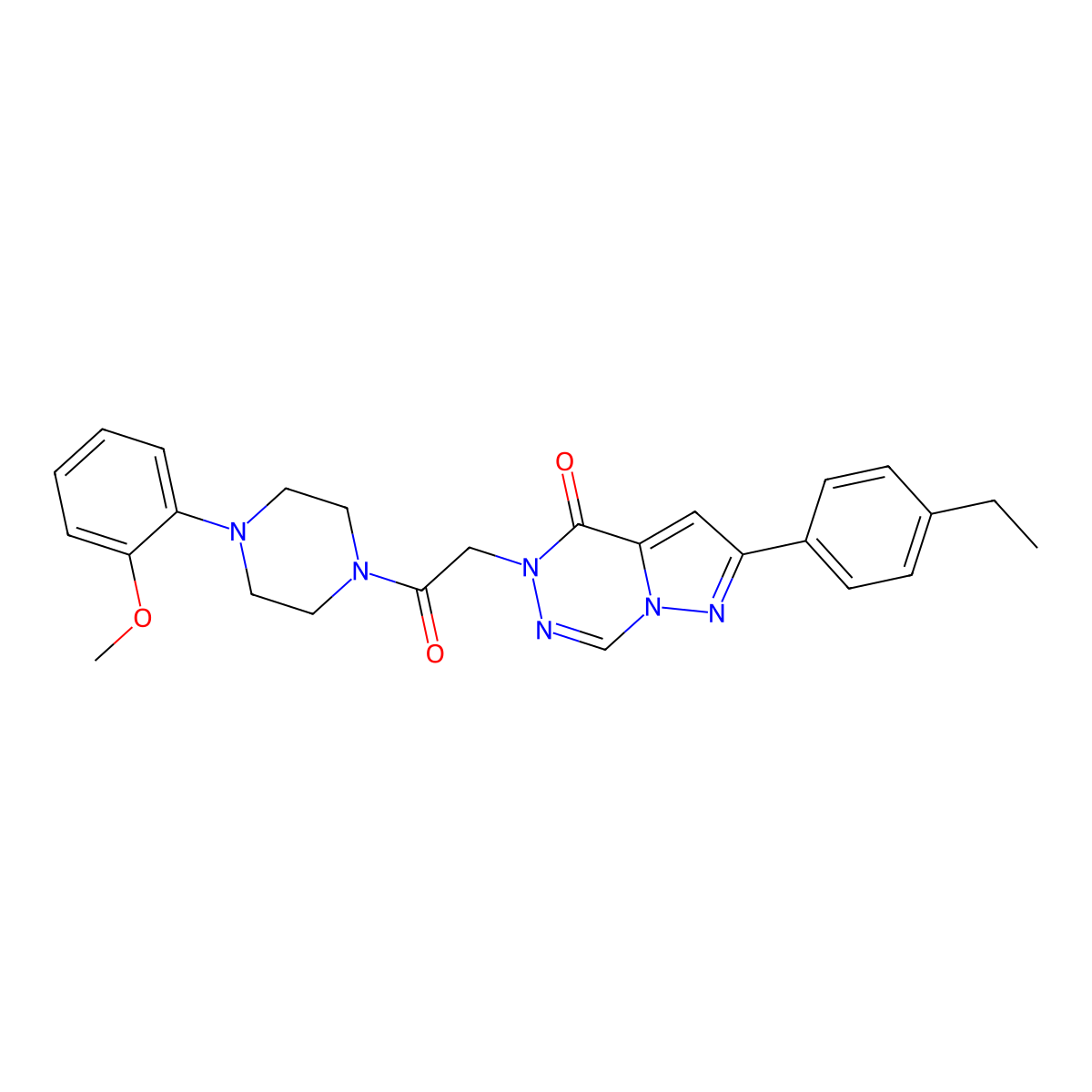 2-(4-ethylphenyl)-5-(2-(4-(2-methoxyphenyl)piperazin-1-yl)-2-oxoethyl)pyrazolo[1,5-d][1,2,4]triazin-4(5H)-one molecular structure, CAS 1291844-18-2