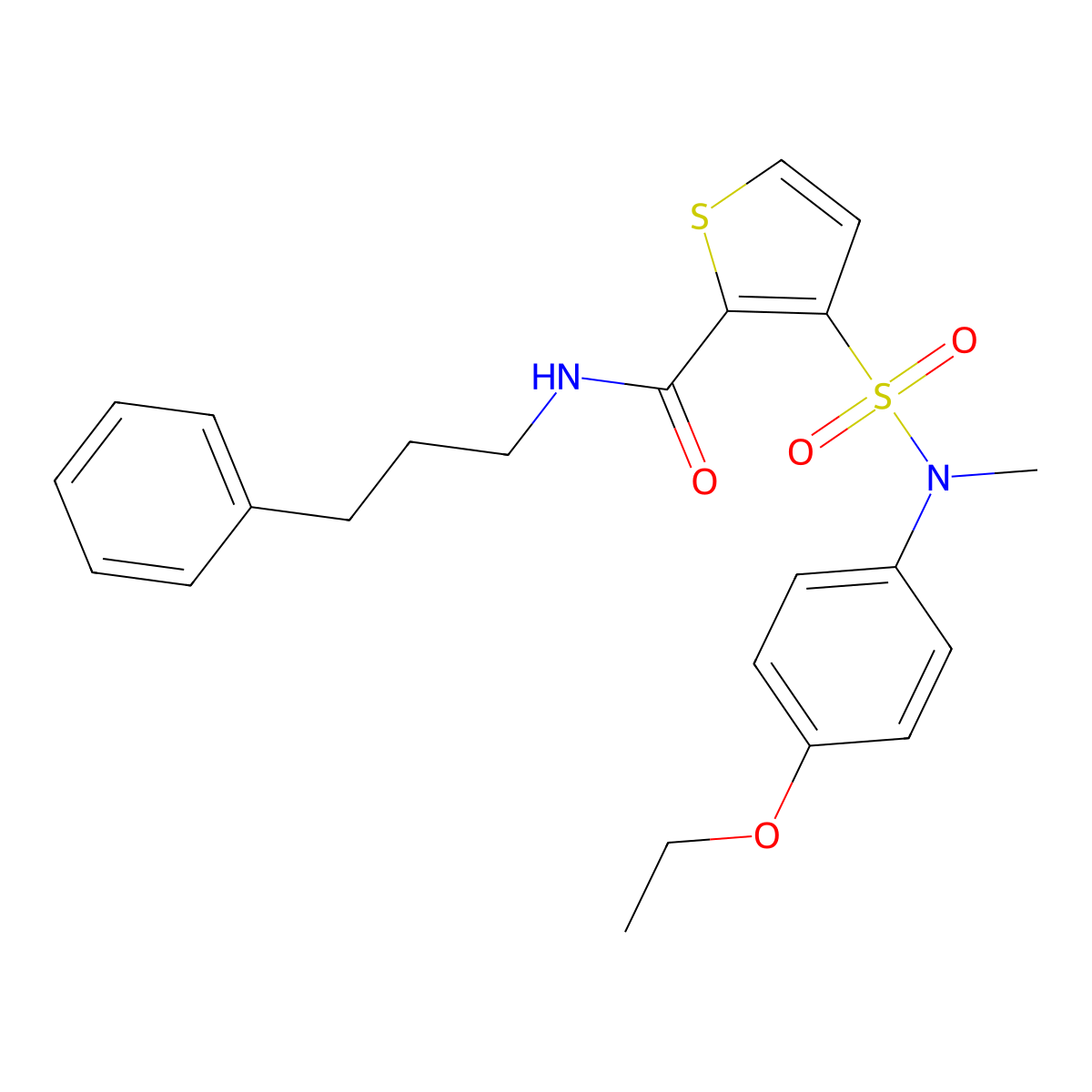 3-[(4-ethoxyphenyl)(methyl)sulfamoyl]-N-(3-phenylpropyl)thiophene-2-carboxamide molecular structure, CAS 1291844-36-4