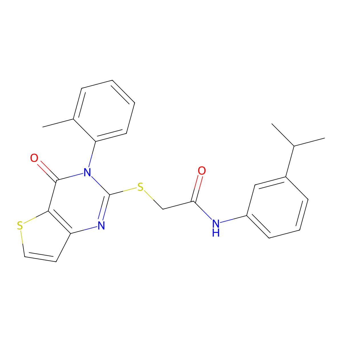 2-{[3-(2-methylphenyl)-4-oxo-3,4-dihydrothieno[3,2-d]pyrimidin-2-yl]sulfanyl}-N-[3-(propan-2-yl)phenyl]acetamide molecular structure, CAS 1291844-42-2