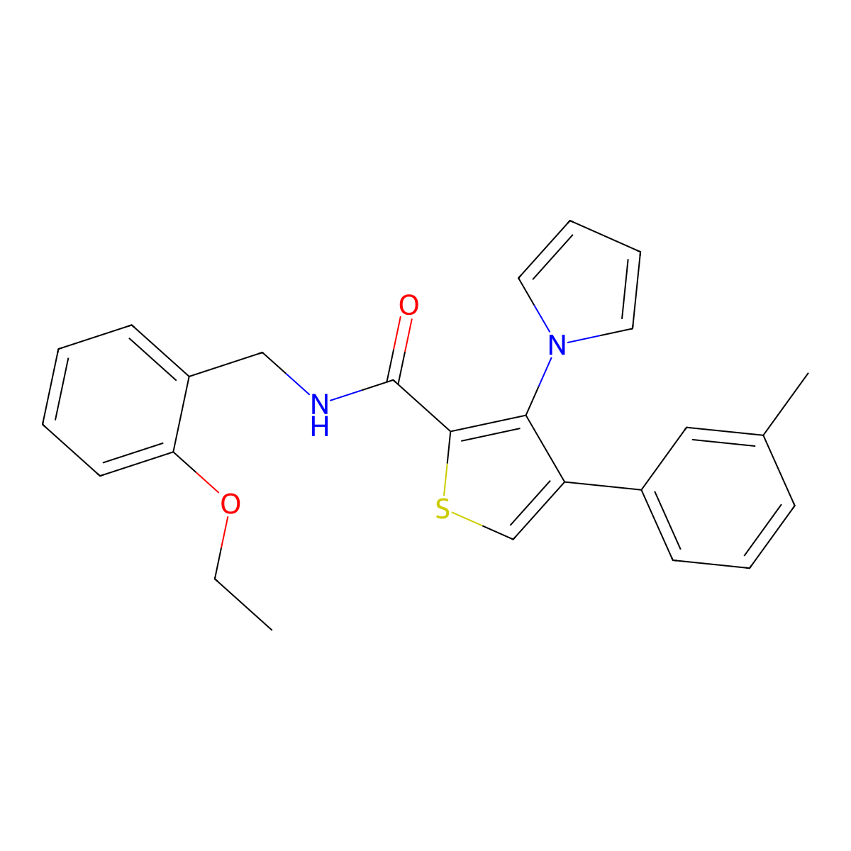N-[(2-ethoxyphenyl)methyl]-4-(3-methylphenyl)-3-(1H-pyrrol-1-yl)thiophene-2-carboxamide molecular structure, CAS 1291844-55-7