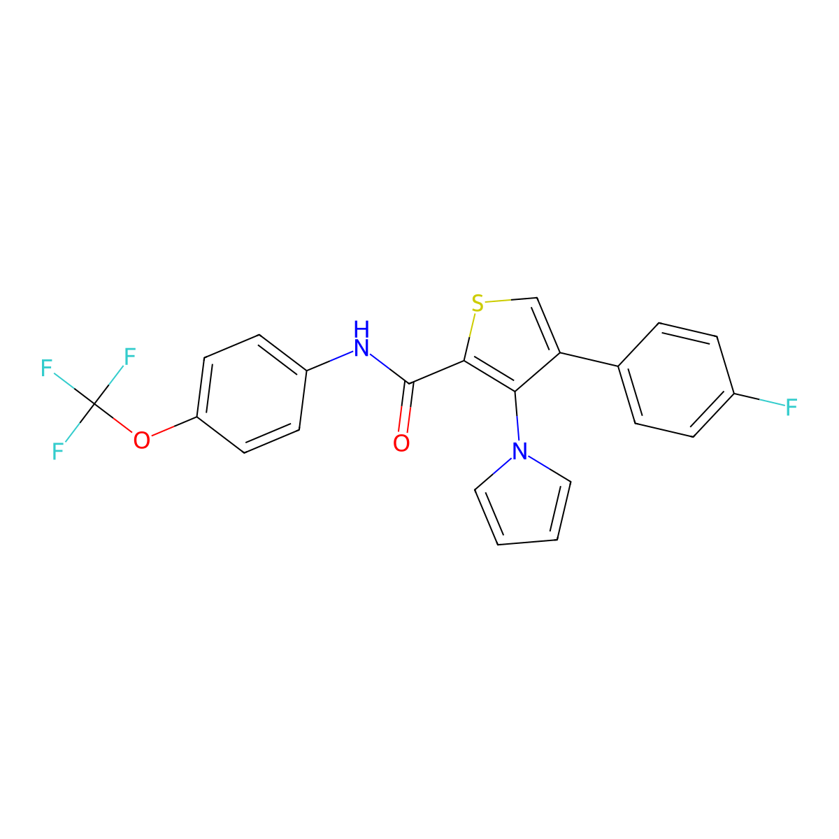 4-(4-fluorophenyl)-3-(1H-pyrrol-1-yl)-N-[4-(trifluoromethoxy)phenyl]thiophene-2-carboxamide molecular structure, CAS 1291844-64-8