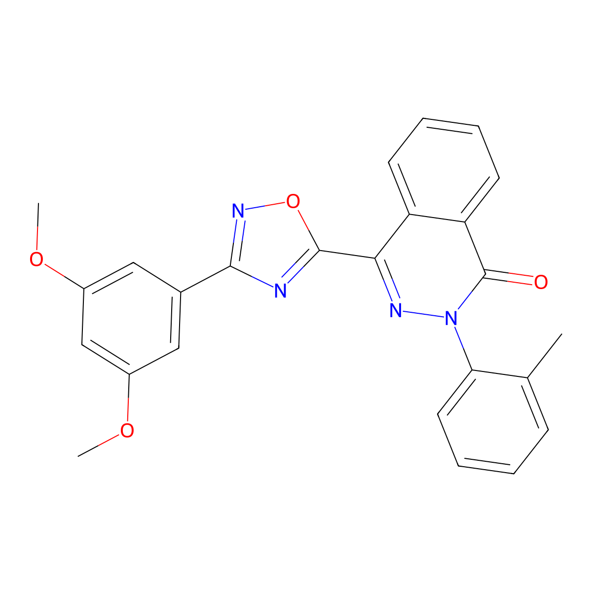 4-[3-(3,5-dimethoxyphenyl)-1,2,4-oxadiazol-5-yl]-2-(2-methylphenyl)phthalazin-1(2H)-one molecular structure, CAS 1291844-77-3