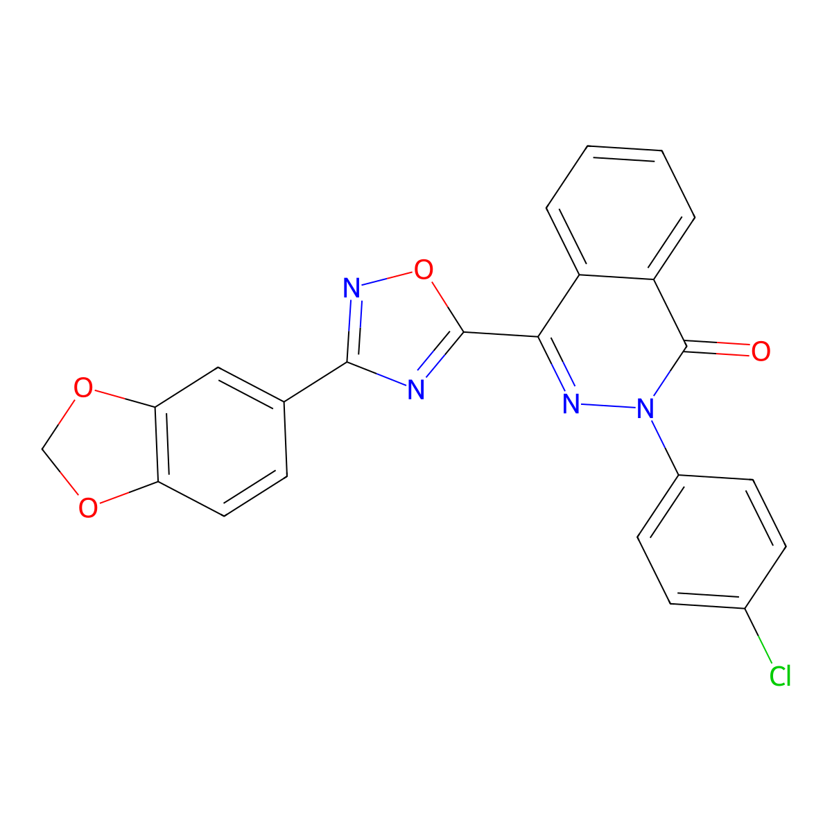 4-[3-(1,3-benzodioxol-5-yl)-1,2,4-oxadiazol-5-yl]-2-(4-chlorophenyl)phthalazin-1(2H)-one molecular structure, CAS 1291844-99-9