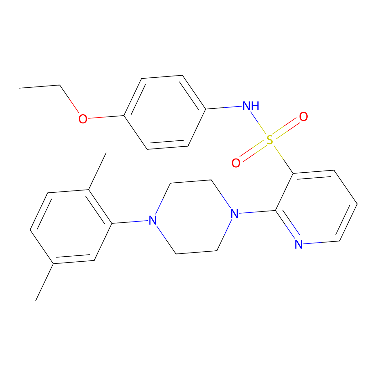 2-[4-(2,5-dimethylphenyl)piperazin-1-yl]-N-(4-ethoxyphenyl)pyridine-3-sulfonamide molecular structure, CAS 1291845-83-4