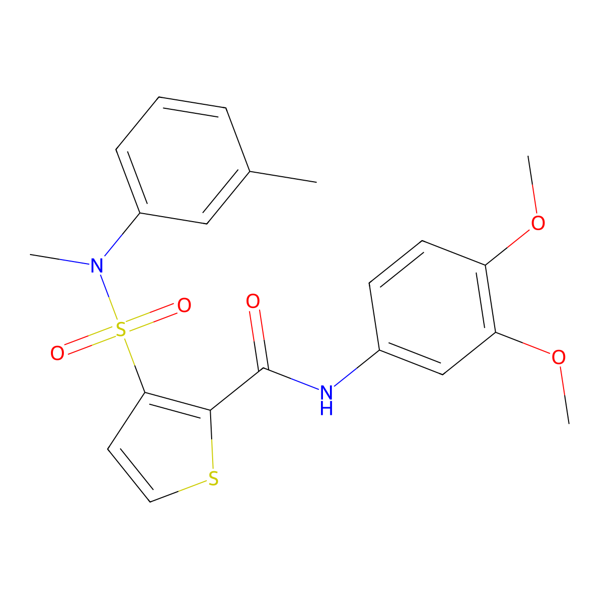 N-(3,4-dimethoxyphenyl)-3-[methyl(3-methylphenyl)sulfamoyl]thiophene-2-carboxamide molecular structure, CAS 1291846-06-4