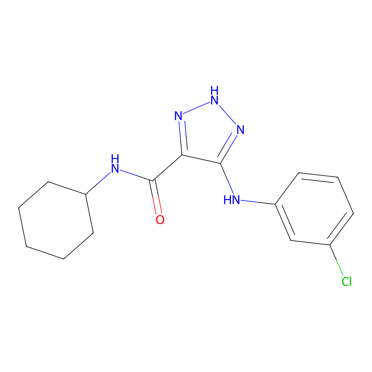 5-[(3-chlorophenyl)amino]-N-cyclohexyl-1H-1,2,3-triazole-4-carboxamide molecular structure, CAS 1291846-15-5