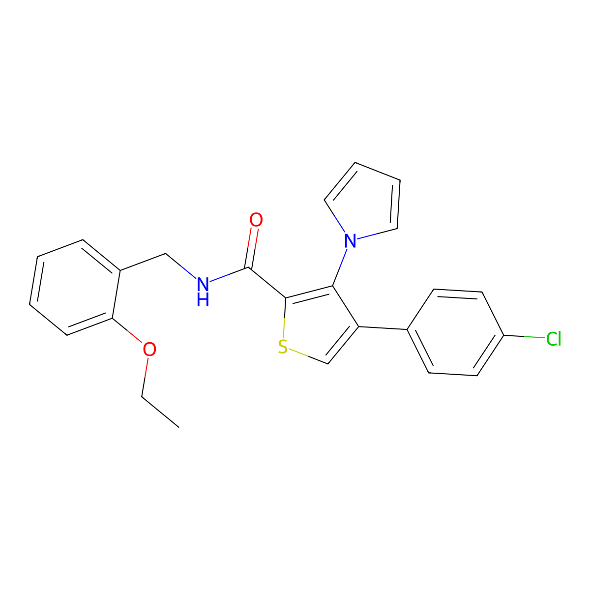 4-(4-chlorophenyl)-N-(2-ethoxybenzyl)-3-(1H-pyrrol-1-yl)thiophene-2-carboxamide molecular structure, CAS 1291846-66-6
