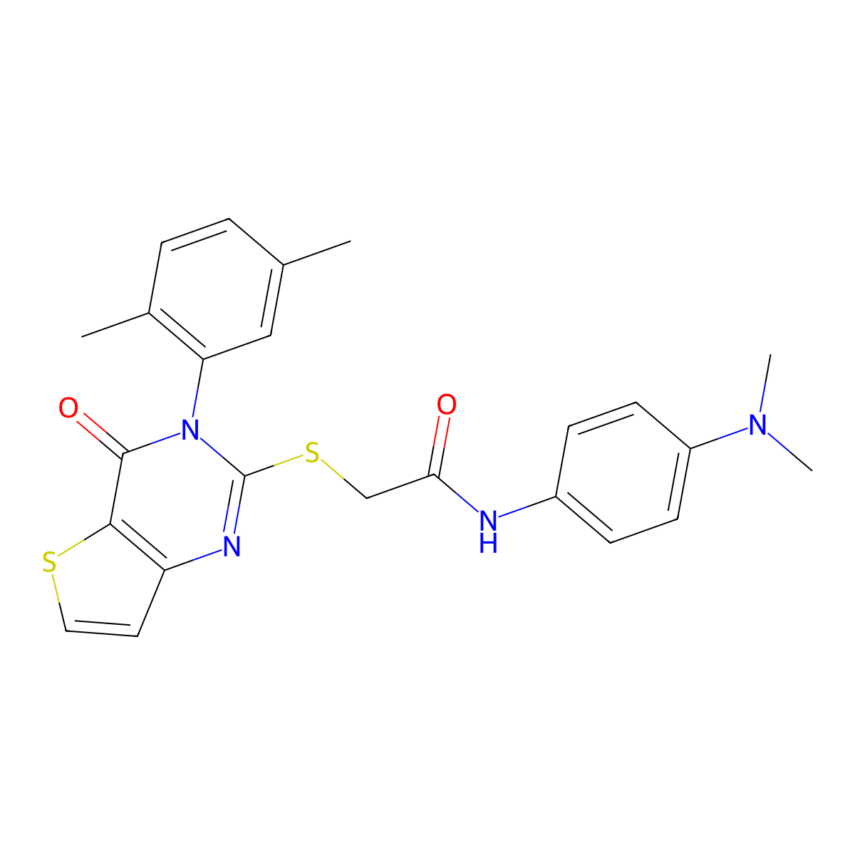 N-[4-(dimethylamino)phenyl]-2-{[3-(2,5-dimethylphenyl)-4-oxo-3,4-dihydrothieno[3,2-d]pyrimidin-2-yl]sulfanyl}acetamide molecular structure, CAS 1291848-15-1