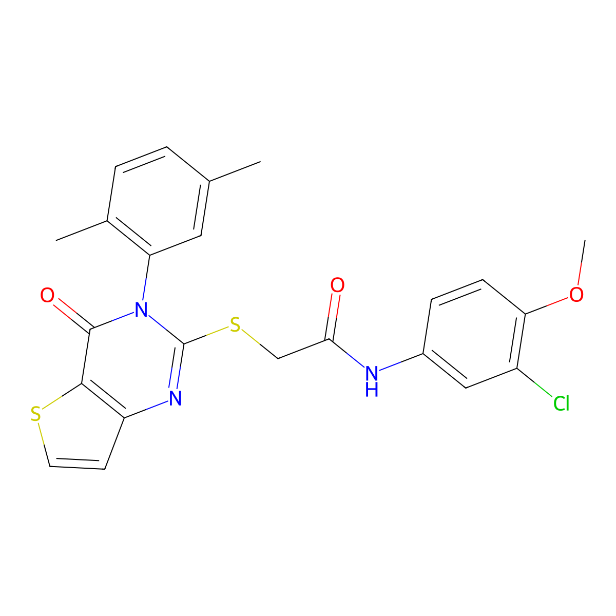 N-(3-chloro-4-methoxyphenyl)-2-{[3-(2,5-dimethylphenyl)-4-oxo-3,4-dihydrothieno[3,2-d]pyrimidin-2-yl]sulfanyl}acetamide molecular structure, CAS 1291848-23-1