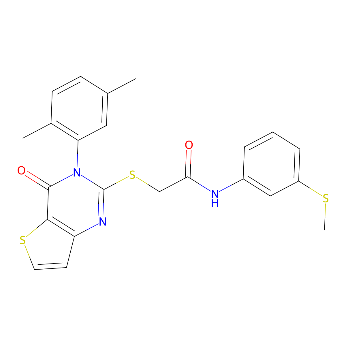 2-{[3-(2,5-dimethylphenyl)-4-oxo-3,4-dihydrothieno[3,2-d]pyrimidin-2-yl]sulfanyl}-N-[3-(methylsulfanyl)phenyl]acetamide molecular structure, CAS 1291848-29-7