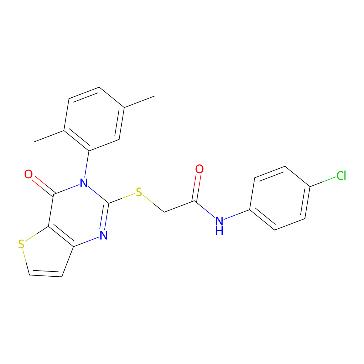 N-(4-chlorophenyl)-2-{[3-(2,5-dimethylphenyl)-4-oxo-3,4-dihydrothieno[3,2-d]pyrimidin-2-yl]sulfanyl}acetamide molecular structure, CAS 1291848-66-2