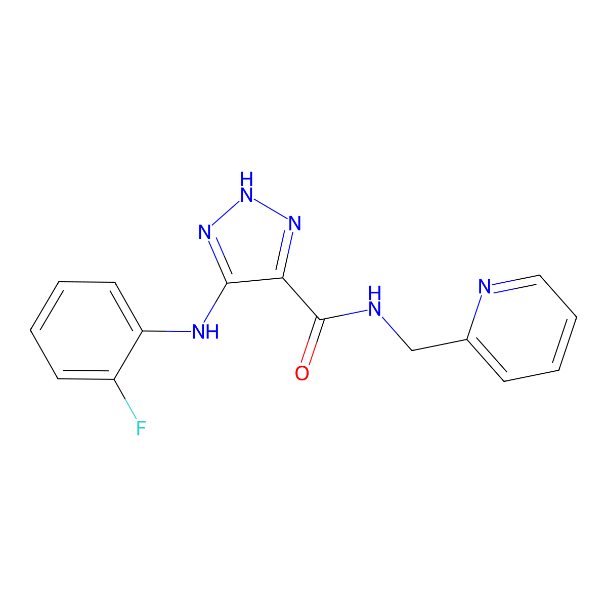 5-((2-fluorophenyl)amino)-N-(pyridin-2-ylmethyl)-1H-1,2,3-triazole-4-carboxamide molecular structure, CAS 1291848-70-8