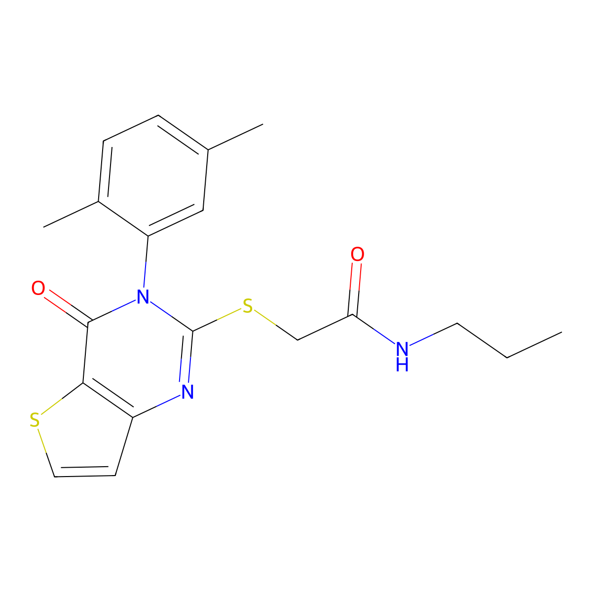 2-{[3-(2,5-dimethylphenyl)-4-oxo-3,4-dihydrothieno[3,2-d]pyrimidin-2-yl]sulfanyl}-N-propylacetamide molecular structure, CAS 1291848-71-9