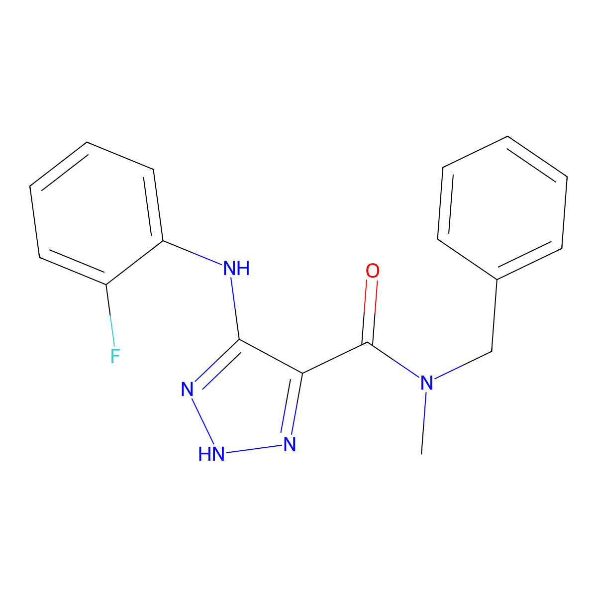 N-benzyl-5-((2-fluorophenyl)amino)-N-methyl-1H-1,2,3-triazole-4-carboxamide molecular structure, CAS 1291848-78-6
