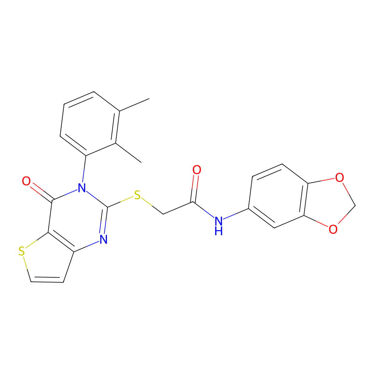 N-(1,3-benzodioxol-5-yl)-2-{[3-(2,3-dimethylphenyl)-4-oxo-3,4-dihydrothieno[3,2-d]pyrimidin-2-yl]sulfanyl}acetamide molecular structure, CAS 1291848-92-4