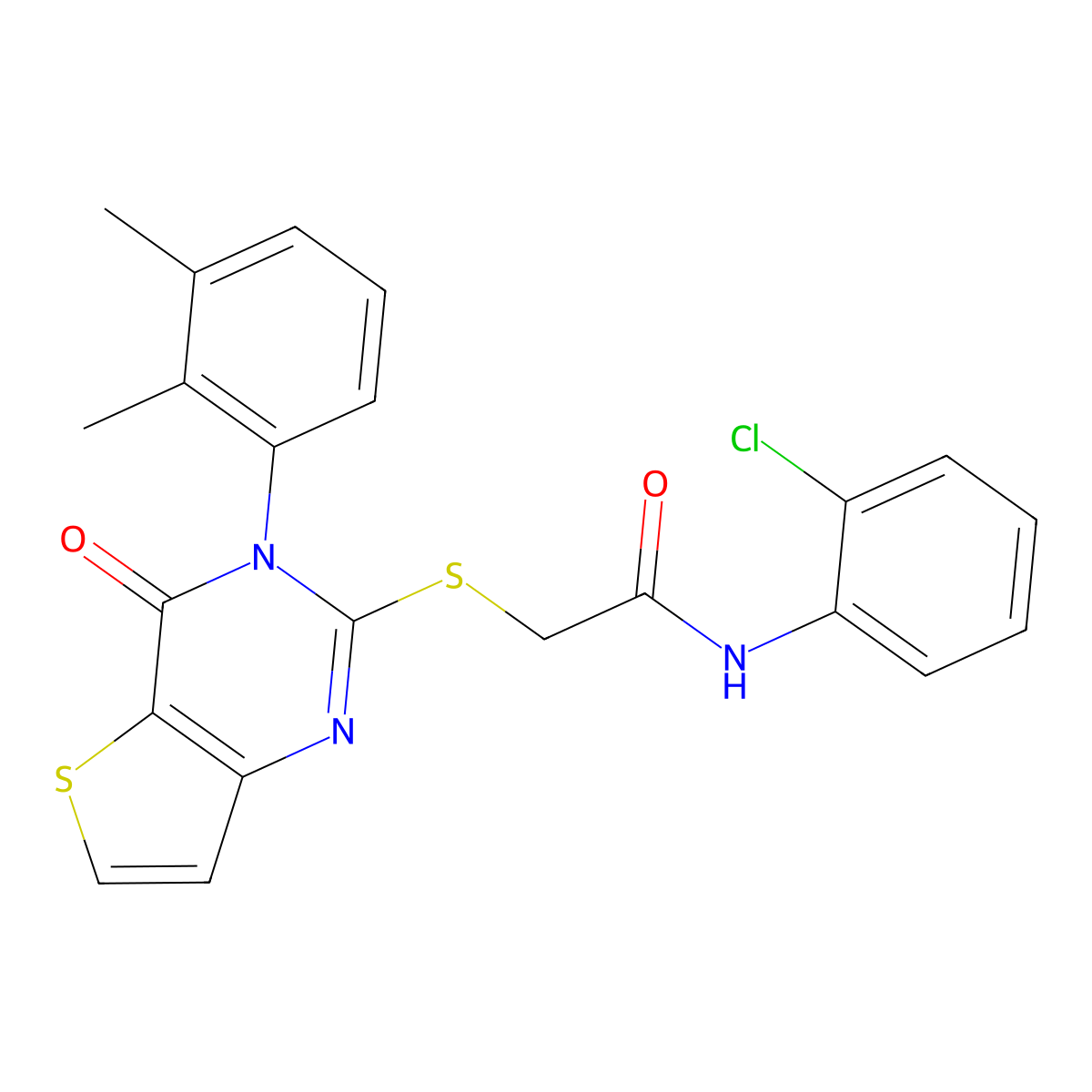 N-(2-chlorophenyl)-2-{[3-(2,3-dimethylphenyl)-4-oxo-3,4-dihydrothieno[3,2-d]pyrimidin-2-yl]sulfanyl}acetamide molecular structure, CAS 1291849-09-6