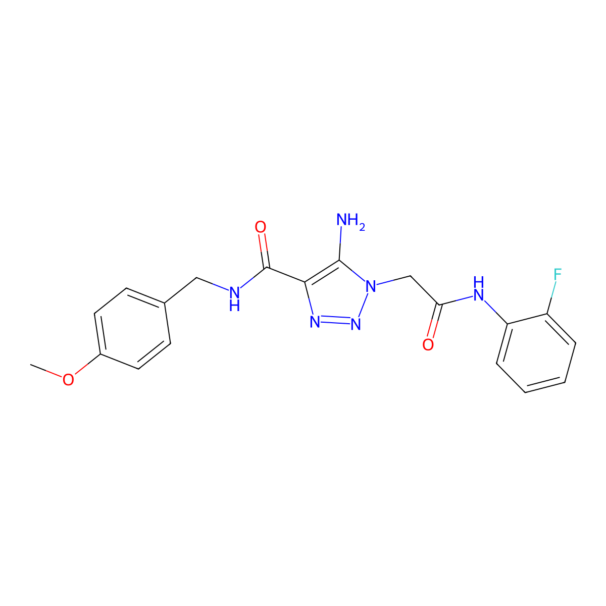 5-amino-1-{2-[(2-fluorophenyl)amino]-2-oxoethyl}-N-(4-methoxybenzyl)-1H-1,2,3-triazole-4-carboxamide molecular structure, CAS 1291849-11-0