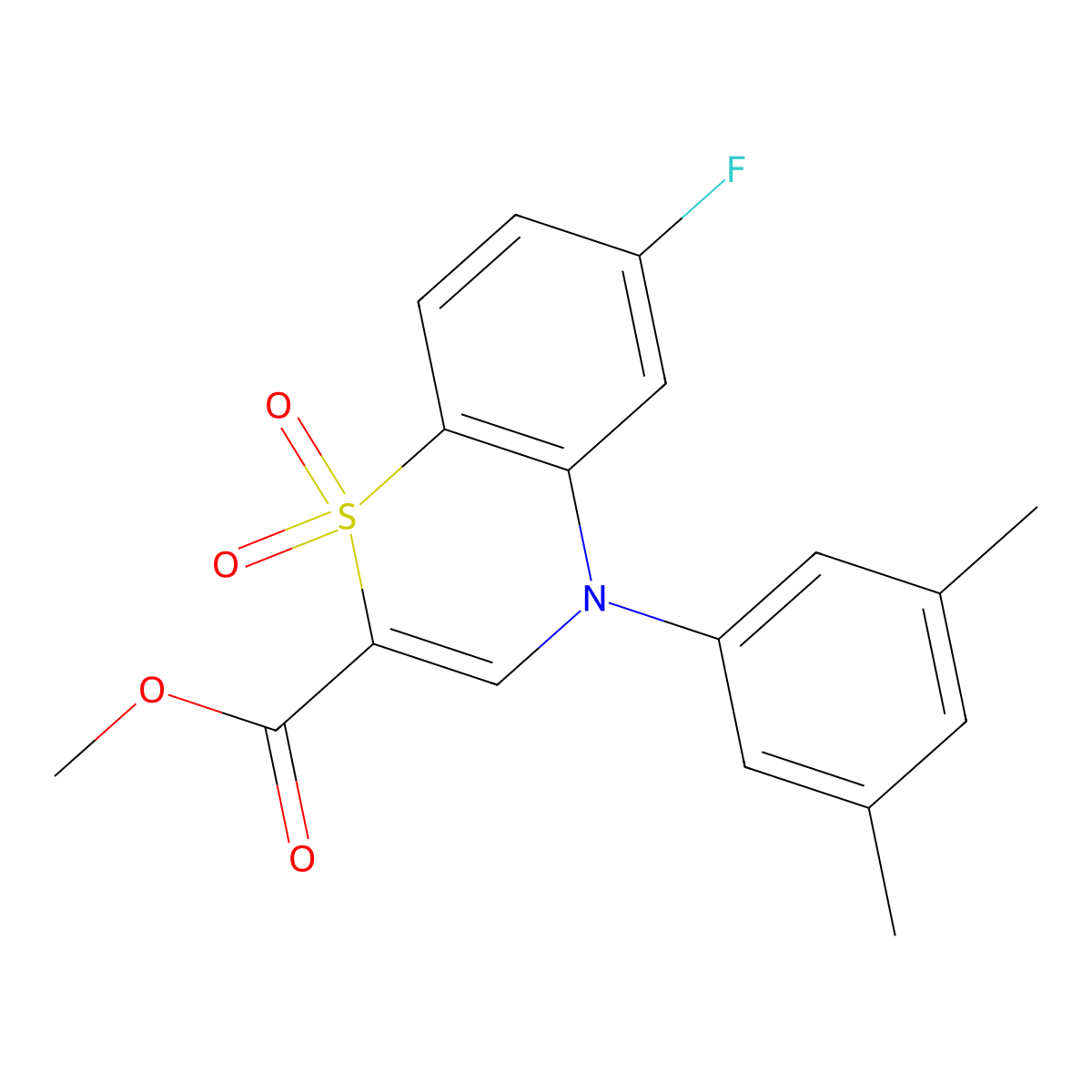 methyl 4-(3,5-dimethylphenyl)-6-fluoro-4H-1,4-benzothiazine-2-carboxylate 1,1-dioxide molecular structure, CAS 1291849-50-7