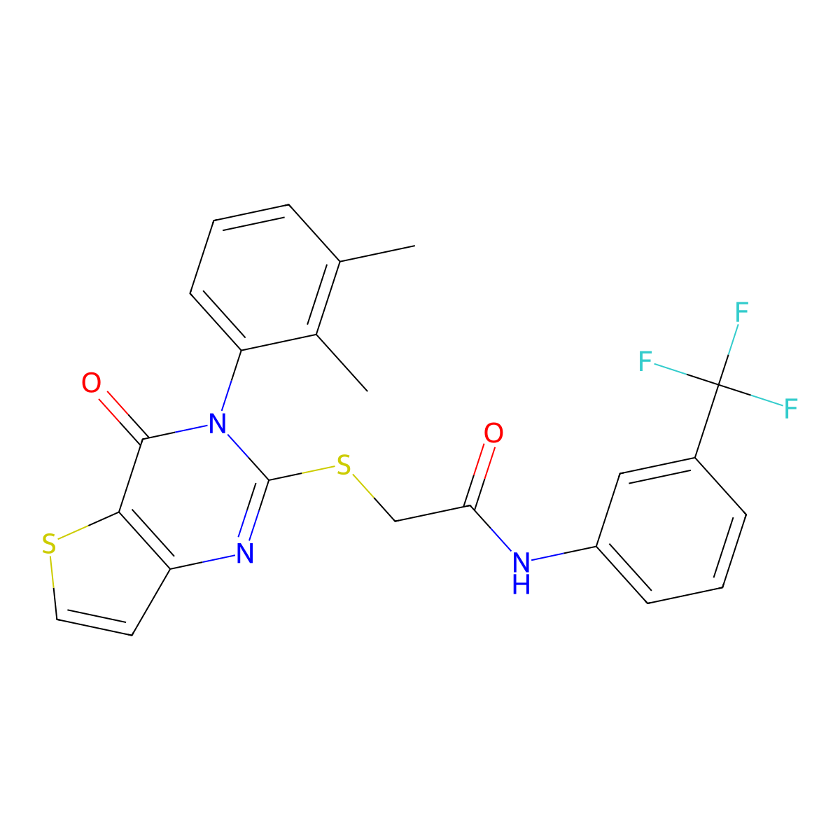 2-{[3-(2,3-dimethylphenyl)-4-oxo-3,4-dihydrothieno[3,2-d]pyrimidin-2-yl]sulfanyl}-N-[3-(trifluoromethyl)phenyl]acetamide molecular structure, CAS 1291849-94-9