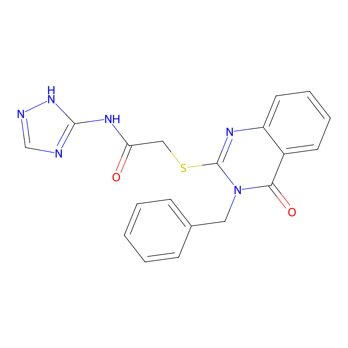 2-[(3-benzyl-4-oxo-3,4-dihydroquinazolin-2-yl)sulfanyl]-N-(4H-1,2,4-triazol-3-yl)acetamide molecular structure, CAS 1291851-22-3