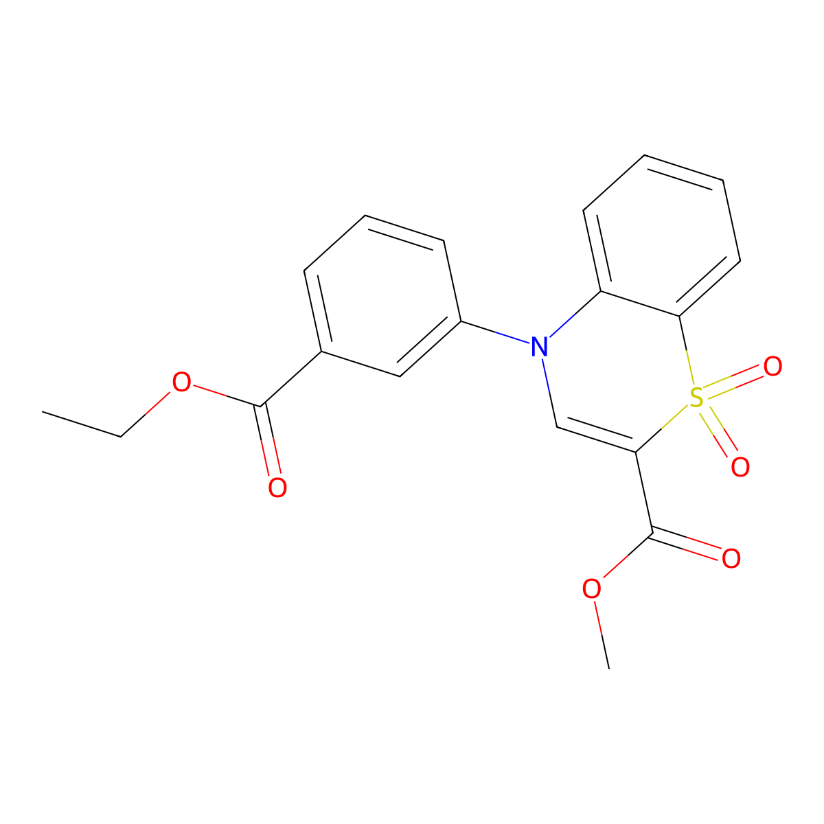 methyl 4-[3-(ethoxycarbonyl)phenyl]-4H-1,4-benzothiazine-2-carboxylate 1,1-dioxide molecular structure, CAS 1291851-38-1