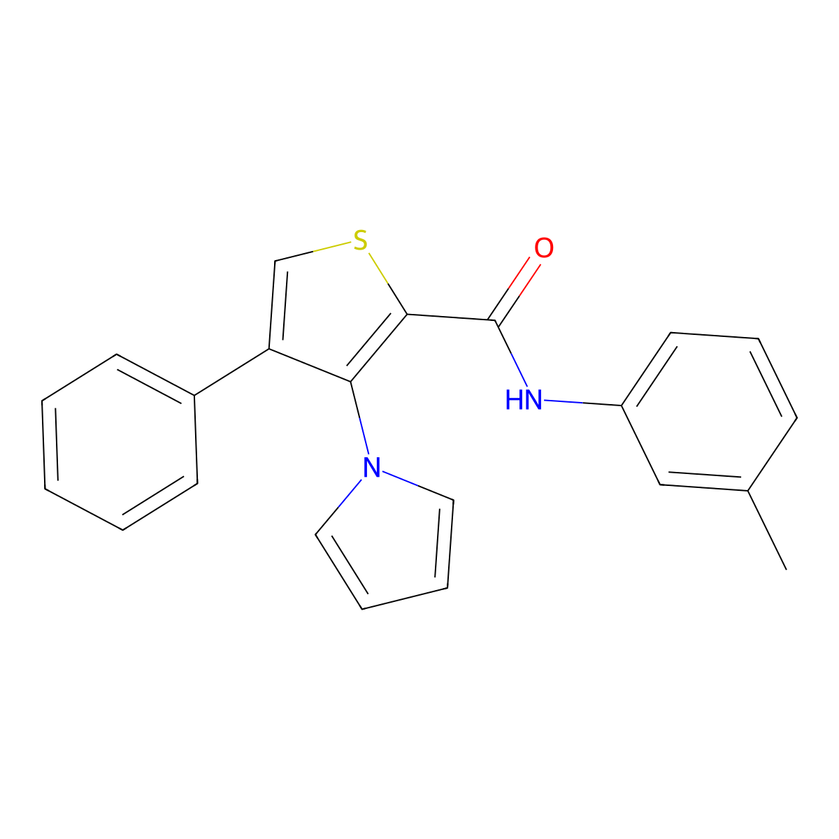 N-(3-methylphenyl)-4-phenyl-3-(1H-pyrrol-1-yl)thiophene-2-carboxamide molecular structure, CAS 1291851-45-0