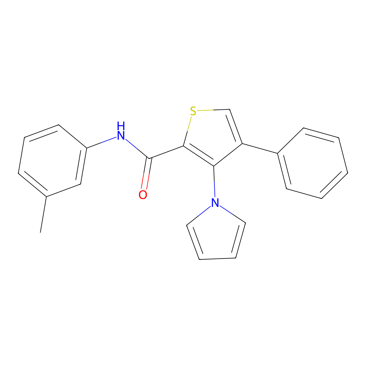 N-(3-methylphenyl)-4-phenyl-3-(1H-pyrrol-1-yl)thiophene-2-carboxamide molecular structure, CAS 1291851-45-0