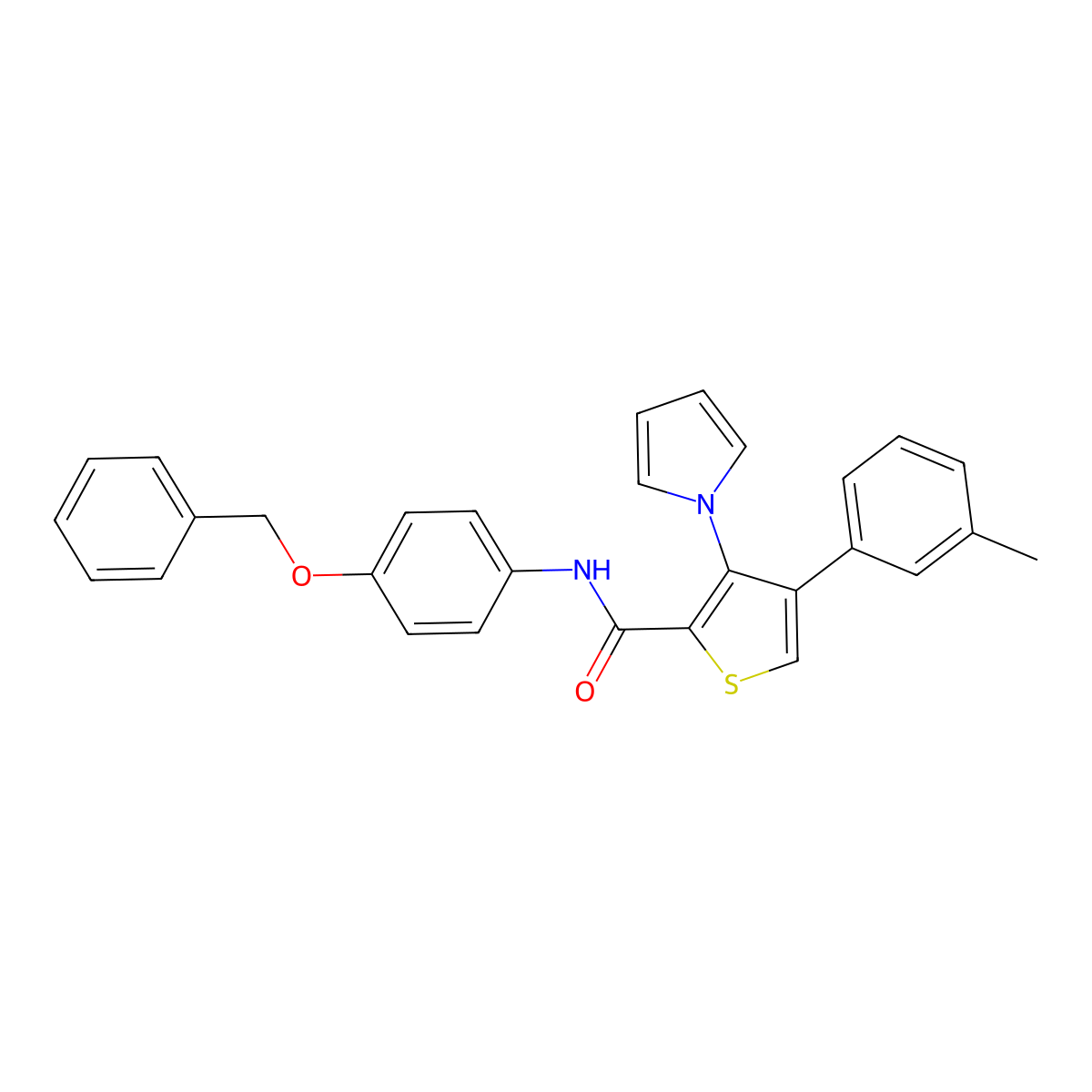 N-[4-(benzyloxy)phenyl]-4-(3-methylphenyl)-3-(1H-pyrrol-1-yl)thiophene-2-carboxamide molecular structure, CAS 1291851-98-3
