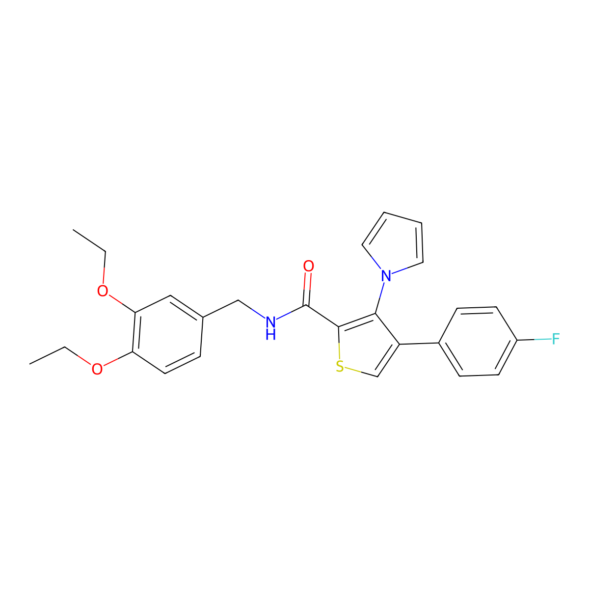 N-(3,4-diethoxybenzyl)-4-(4-fluorophenyl)-3-(1H-pyrrol-1-yl)thiophene-2-carboxamide molecular structure, CAS 1291852-07-7