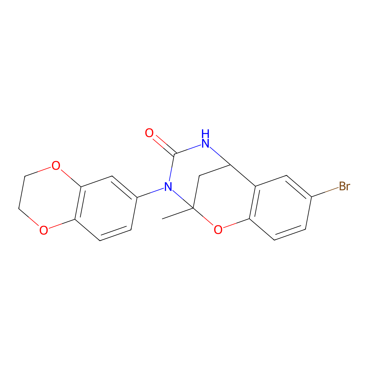 8-bromo-3-(2,3-dihydro-1,4-benzodioxin-6-yl)-2-methyl-2,3,5,6-tetrahydro-4H-2,6-methano-1,3,5-benzoxadiazocin-4-one molecular structure, CAS 1291852-49-7