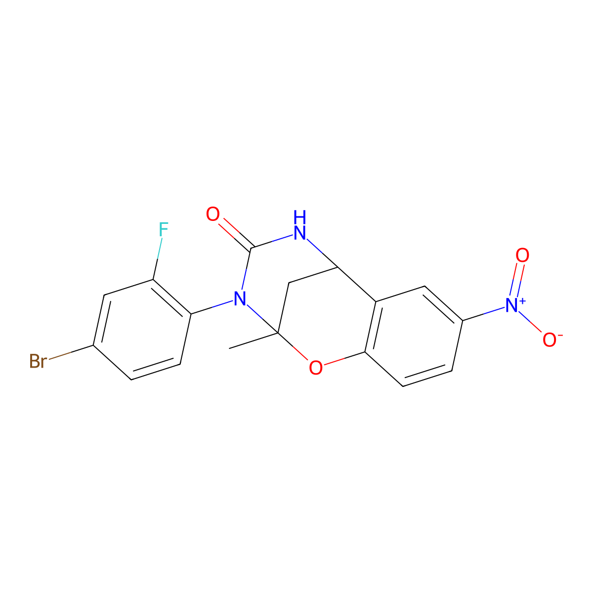 3-(4-bromo-2-fluorophenyl)-2-methyl-8-nitro-2,3,5,6-tetrahydro-4H-2,6-methano-1,3,5-benzoxadiazocin-4-one molecular structure, CAS 1291852-51-1