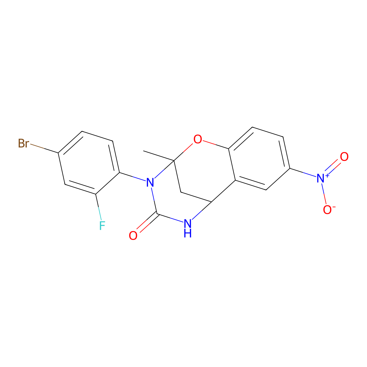 3-(4-bromo-2-fluorophenyl)-2-methyl-8-nitro-2,3,5,6-tetrahydro-4H-2,6-methano-1,3,5-benzoxadiazocin-4-one molecular structure, CAS 1291852-51-1