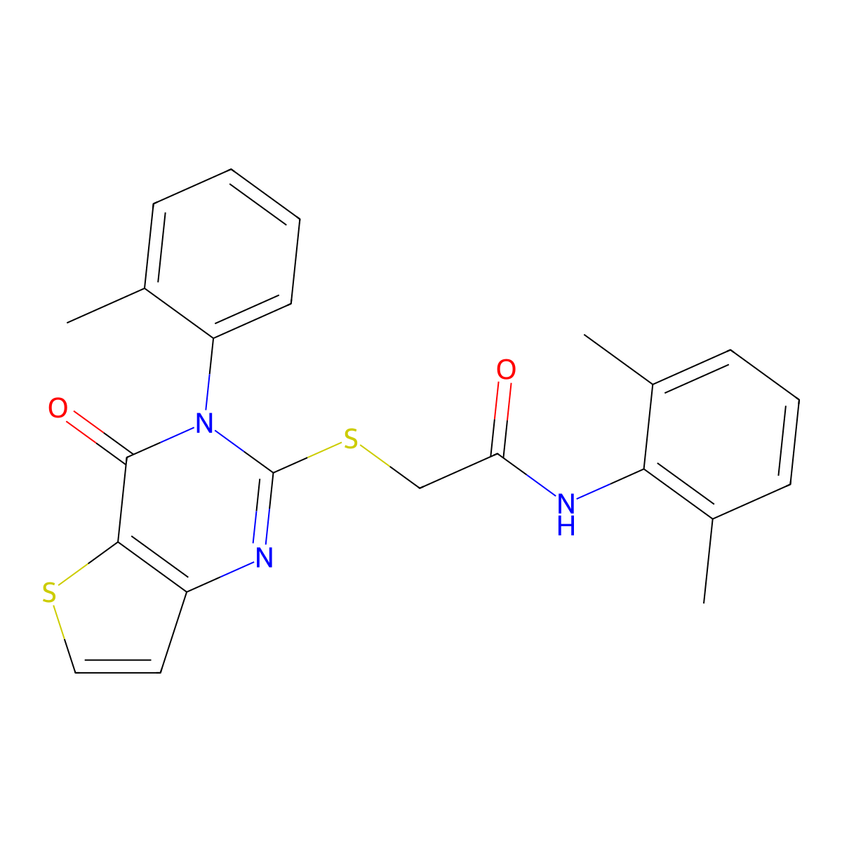 N-(2,6-dimethylphenyl)-2-{[3-(2-methylphenyl)-4-oxo-3,4-dihydrothieno[3,2-d]pyrimidin-2-yl]sulfanyl}acetamide molecular structure, CAS 1291852-54-4