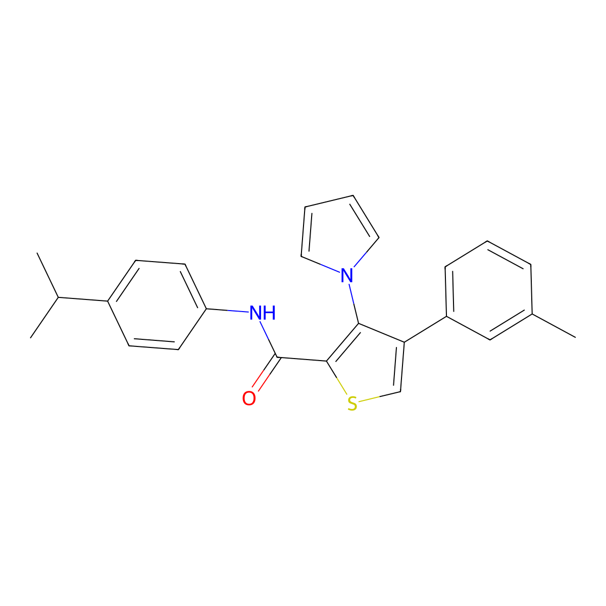 4-(3-methylphenyl)-N-[4-(propan-2-yl)phenyl]-3-(1H-pyrrol-1-yl)thiophene-2-carboxamide molecular structure, CAS 1291852-80-6
