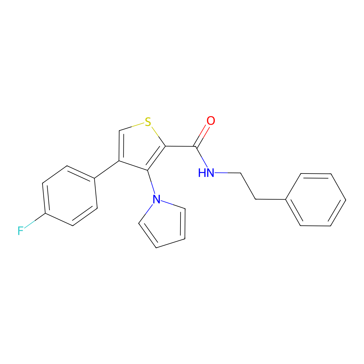4-(4-fluorophenyl)-N-(2-phenylethyl)-3-(1H-pyrrol-1-yl)thiophene-2-carboxamide molecular structure, CAS 1291852-87-3