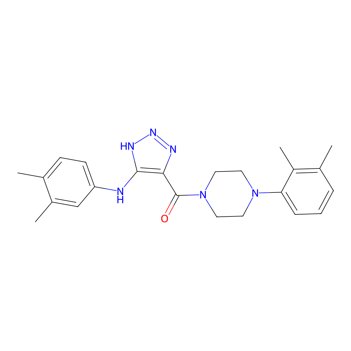 (5-((3,4-dimethylphenyl)amino)-1H-1,2,3-triazol-4-yl)(4-(2,3-dimethylphenyl)piperazin-1-yl)methanone molecular structure, CAS 1291853-07-0
