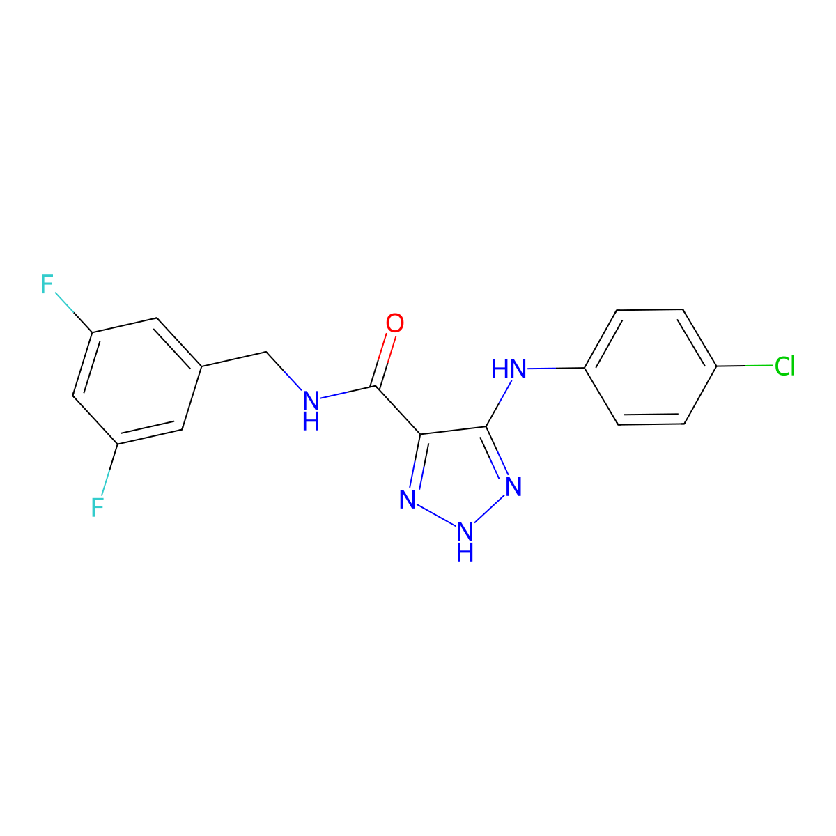 5-((4-chlorophenyl)amino)-N-(3,5-difluorobenzyl)-1H-1,2,3-triazole-4-carboxamide molecular structure, CAS 1291853-61-6