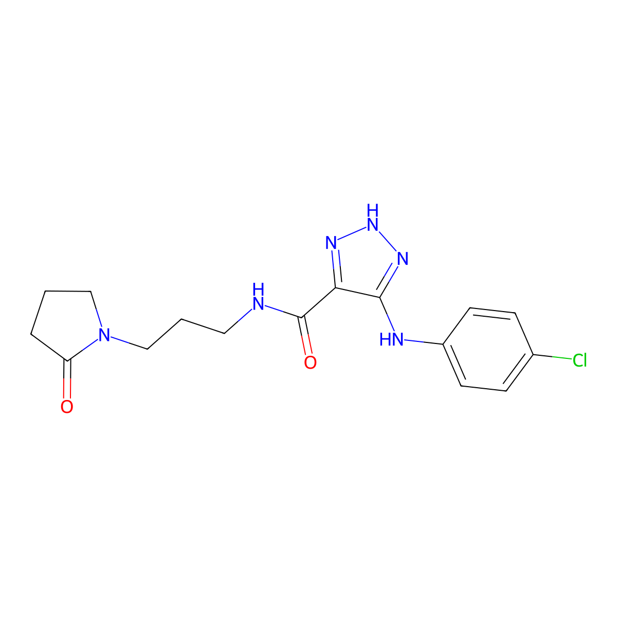 5-((4-chlorophenyl)amino)-N-(3-(2-oxopyrrolidin-1-yl)propyl)-1H-1,2,3-triazole-4-carboxamide molecular structure, CAS 1291853-65-0