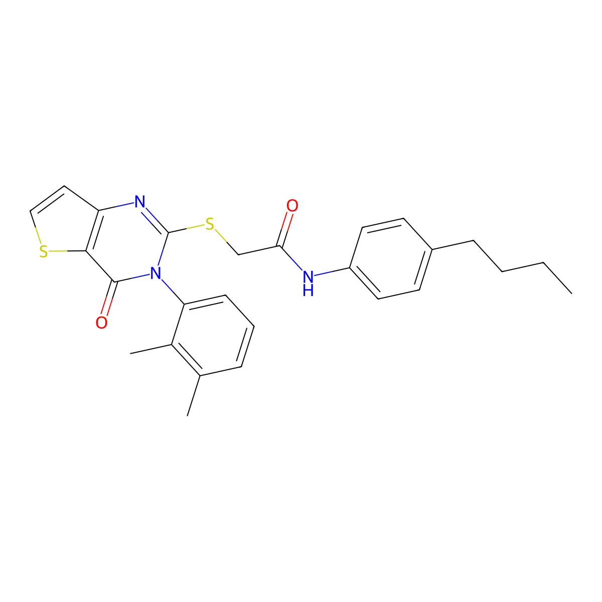 N-(4-butylphenyl)-2-{[3-(2,3-dimethylphenyl)-4-oxo-3,4-dihydrothieno[3,2-d]pyrimidin-2-yl]sulfanyl}acetamide molecular structure, CAS 1291853-80-9