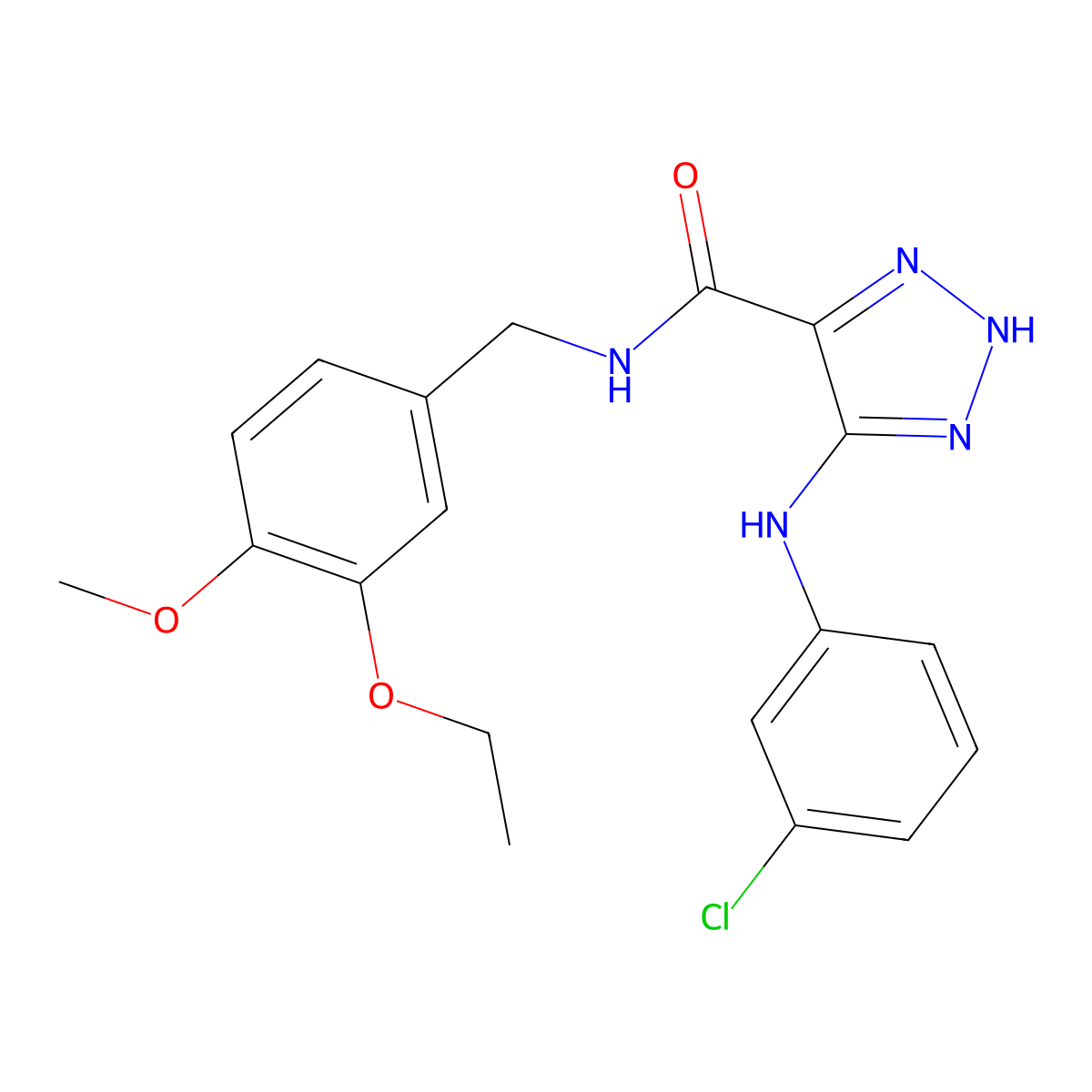 5-[(3-chlorophenyl)amino]-N-[(3-ethoxy-4-methoxyphenyl)methyl]-1H-1,2,3-triazole-4-carboxamide molecular structure, CAS 1291853-99-0