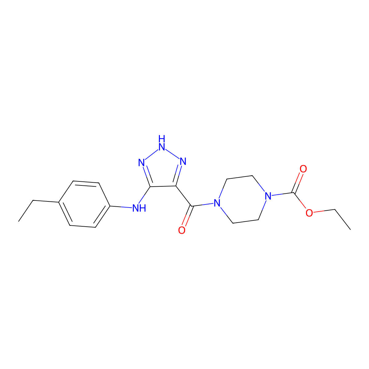 ethyl 4-({5-[(4-ethylphenyl)amino]-1H-1,2,3-triazol-4-yl}carbonyl)piperazine-1-carboxylate molecular structure, CAS 1291854-10-8