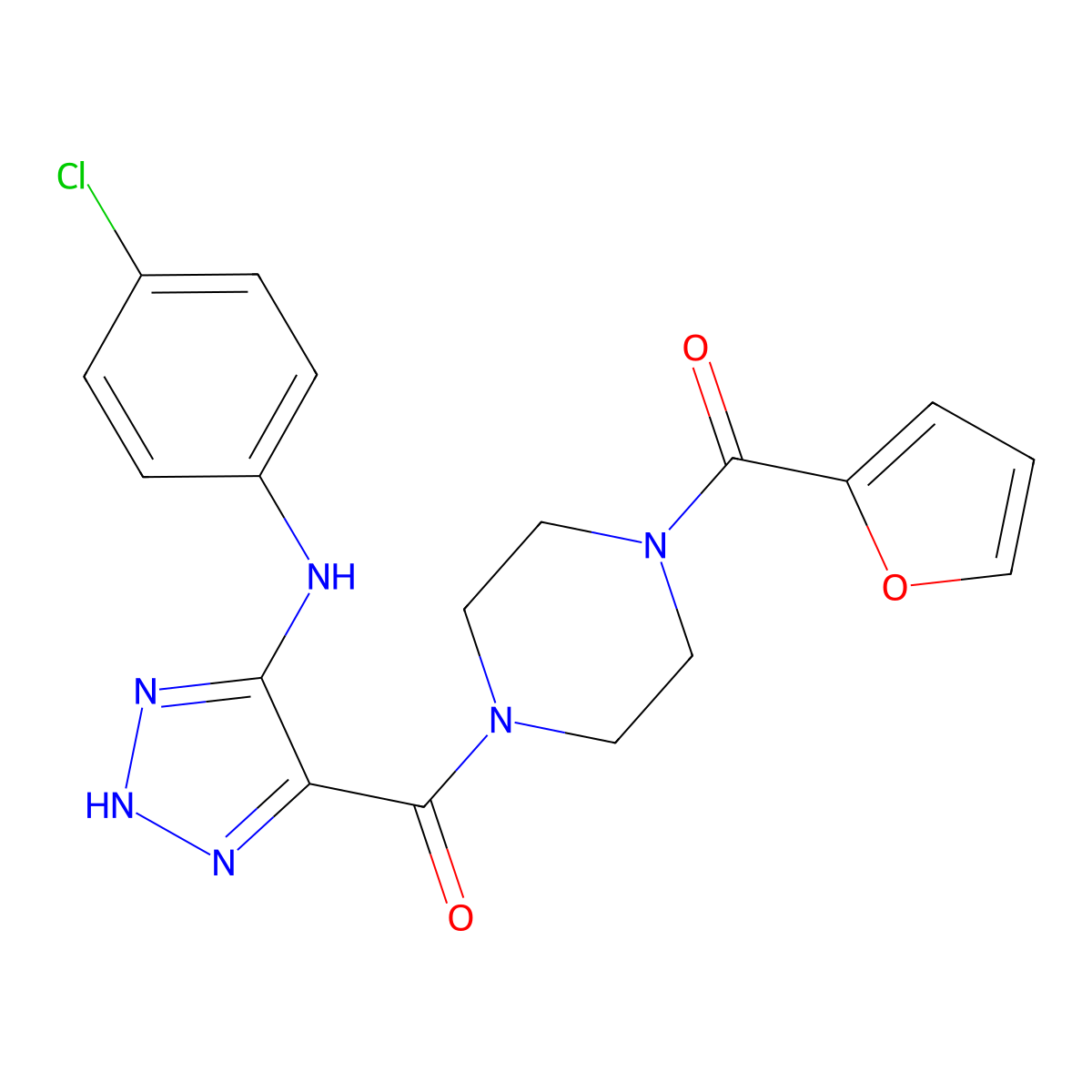 {5-[(4-chlorophenyl)amino]-1H-1,2,3-triazol-4-yl}[4-(furan-2-ylcarbonyl)piperazin-1-yl]methanone molecular structure, CAS 1291854-17-5