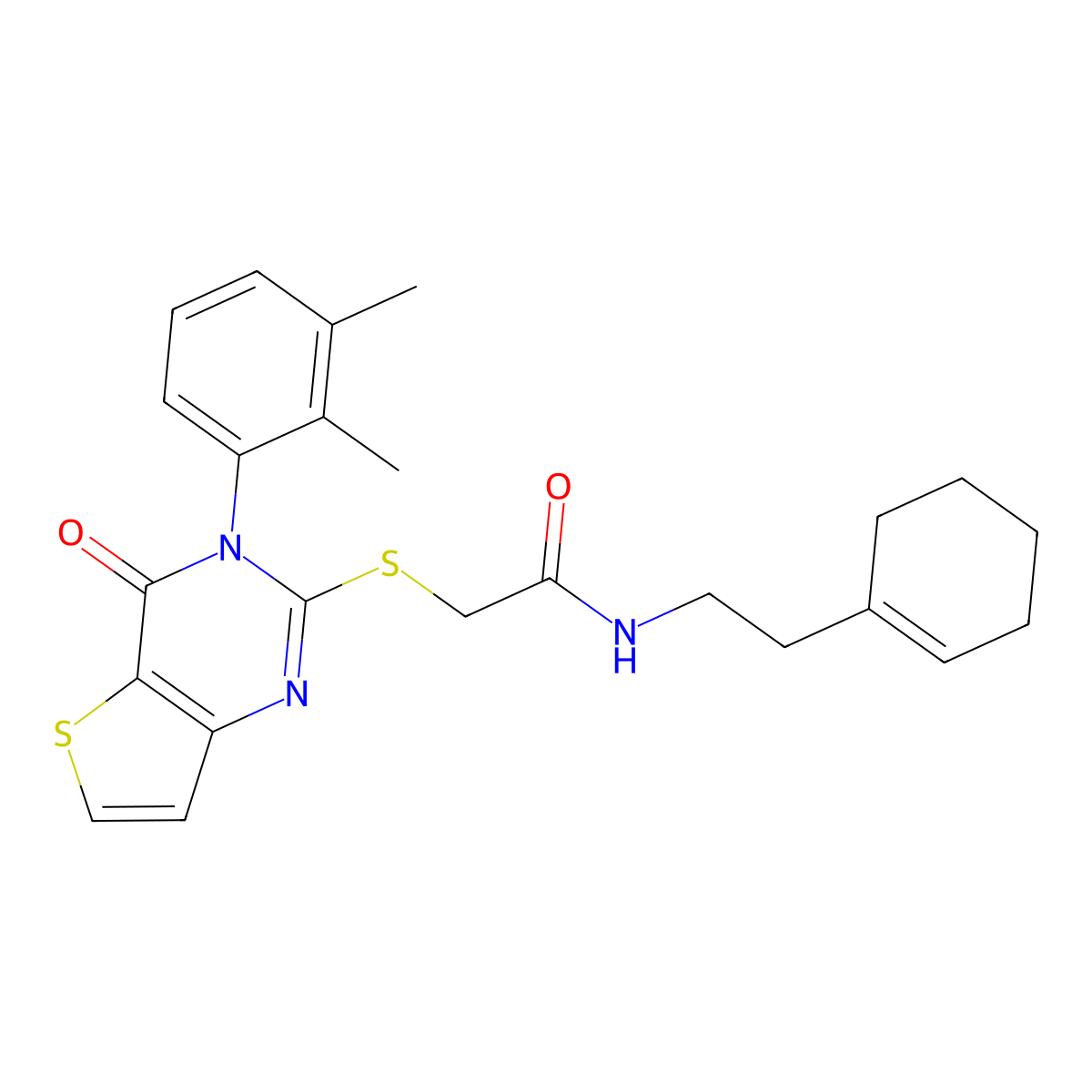 N-[2-(cyclohex-1-en-1-yl)ethyl]-2-{[3-(2,3-dimethylphenyl)-4-oxo-3,4-dihydrothieno[3,2-d]pyrimidin-2-yl]sulfanyl}acetamide molecular structure, CAS 1291854-21-1