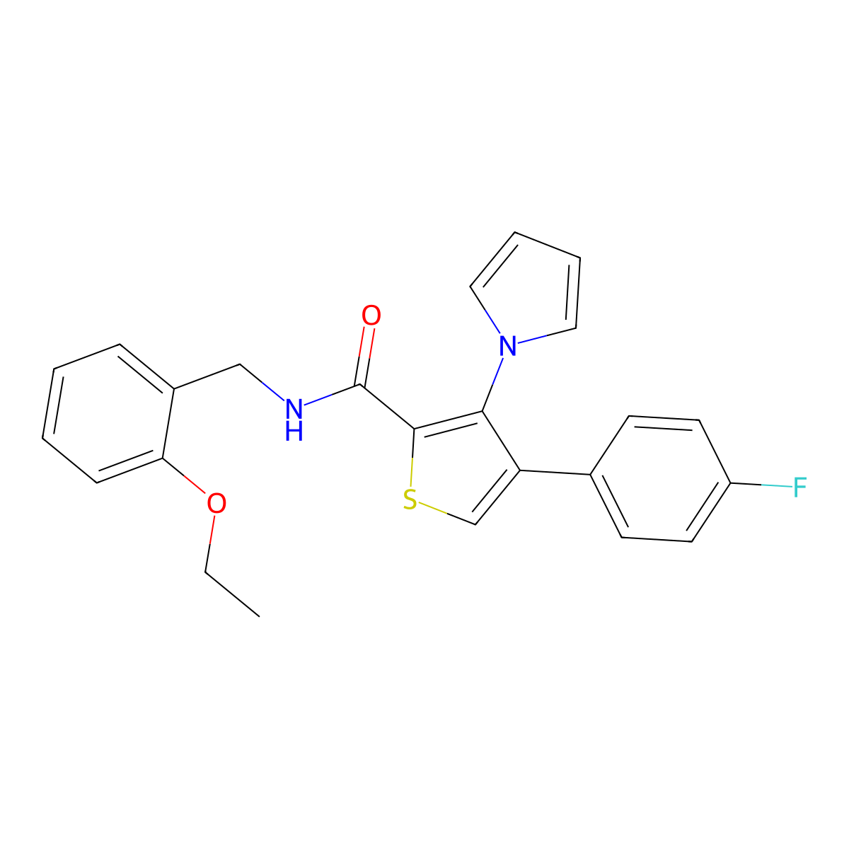 N-(2-ethoxybenzyl)-4-(4-fluorophenyl)-3-(1H-pyrrol-1-yl)thiophene-2-carboxamide molecular structure, CAS 1291854-50-6