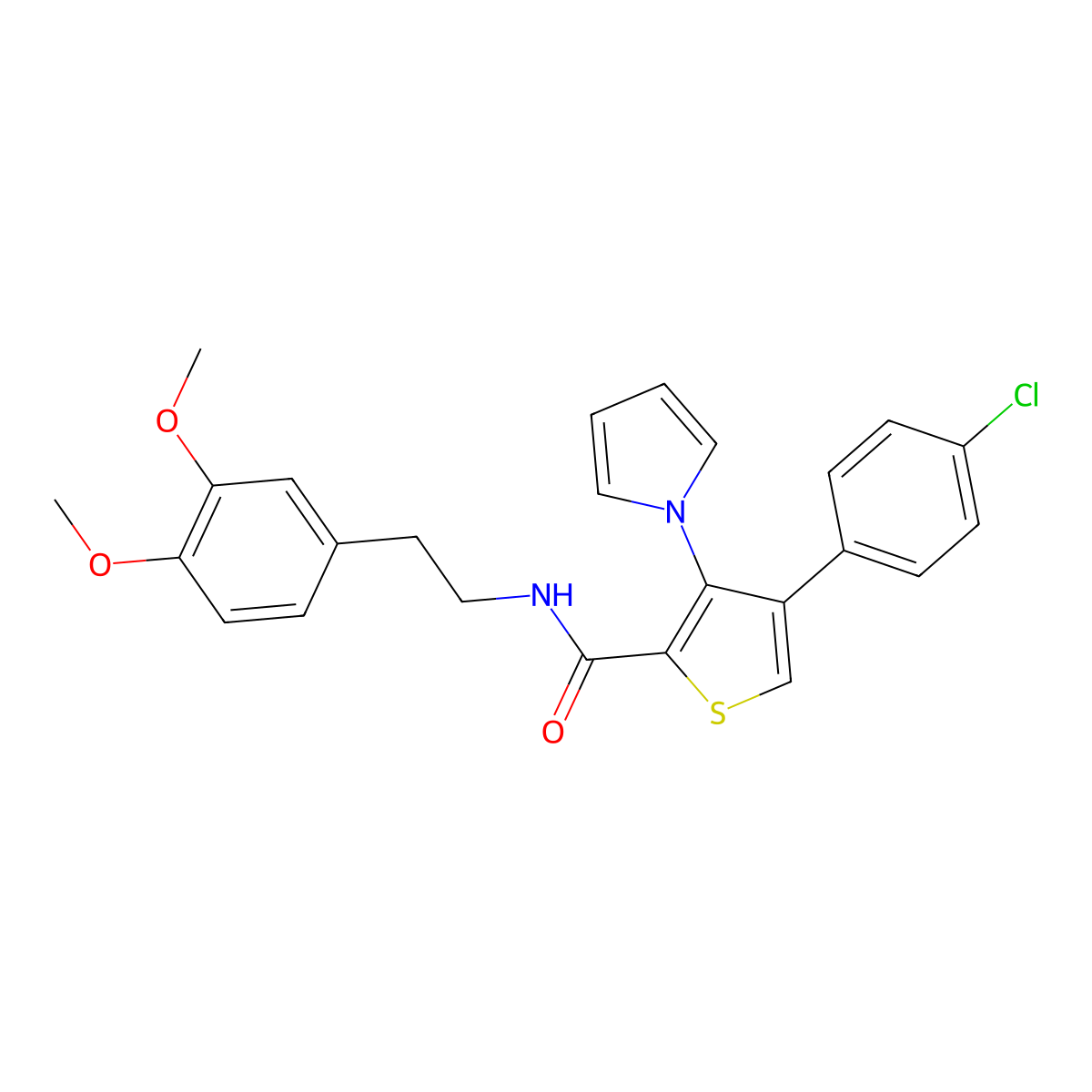 4-(4-chlorophenyl)-N-[2-(3,4-dimethoxyphenyl)ethyl]-3-(1H-pyrrol-1-yl)thiophene-2-carboxamide molecular structure, CAS 1291854-54-0