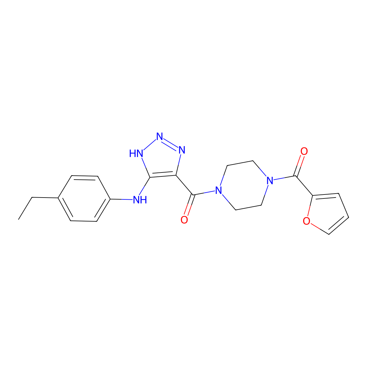 {5-[(4-ethylphenyl)amino]-1H-1,2,3-triazol-4-yl}[4-(furan-2-ylcarbonyl)piperazin-1-yl]methanone molecular structure, CAS 1291854-67-5