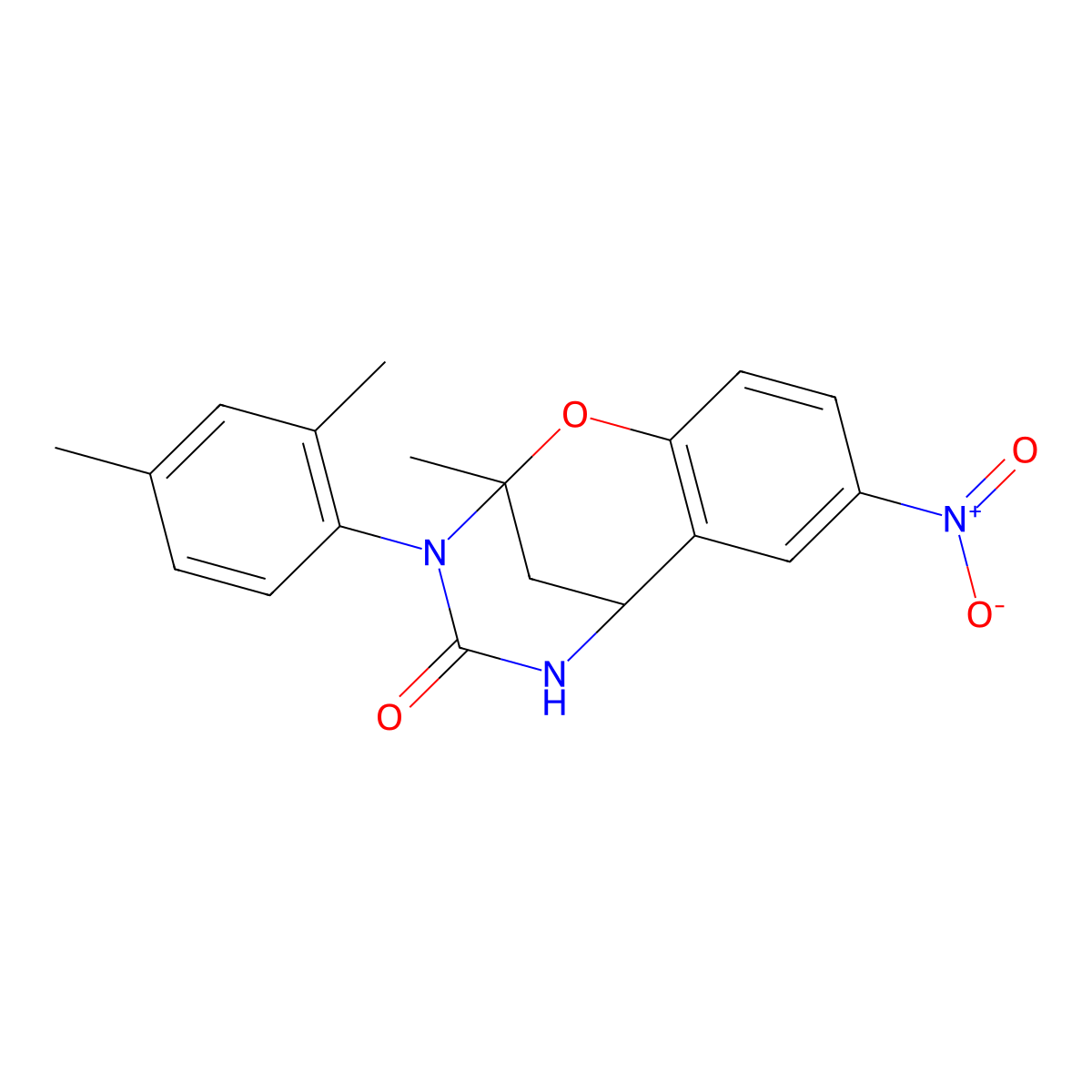 3-(2,4-dimethylphenyl)-2-methyl-8-nitro-2,3,5,6-tetrahydro-4H-2,6-methano-1,3,5-benzoxadiazocin-4-one molecular structure, CAS 1291855-16-7