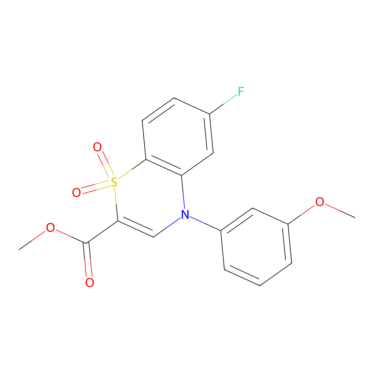 methyl 6-fluoro-4-(3-methoxyphenyl)-4H-1,4-benzothiazine-2-carboxylate 1,1-dioxide molecular structure, CAS 1291855-28-1