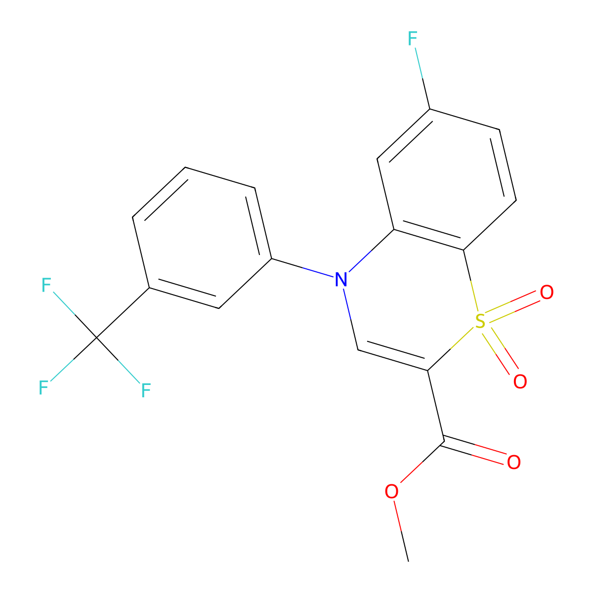 methyl 6-fluoro-4-[3-(trifluoromethyl)phenyl]-4H-1,4-benzothiazine-2-carboxylate 1,1-dioxide molecular structure, CAS 1291855-33-8